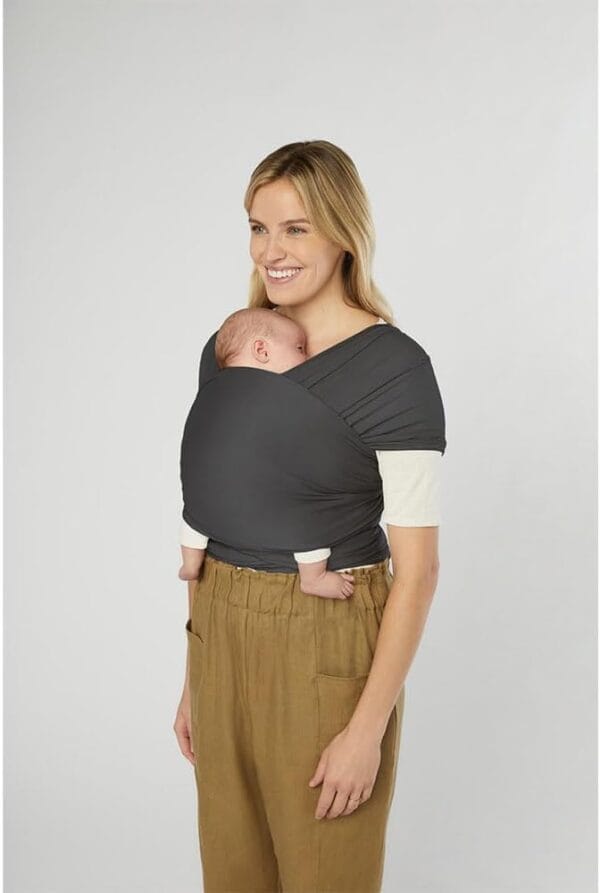 Ergobaby Aura Sustainably Sourced Knit Baby Wrap Soft Black - Image 2