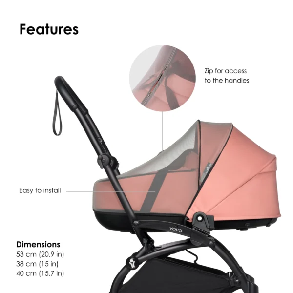 BABYZEN YOYO Bassinet Mosquito Net Pink - Image 2