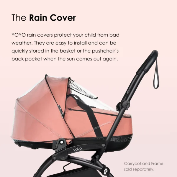BABYZEN YOYO Bassinet Rain Cover Black Pink - Image 3