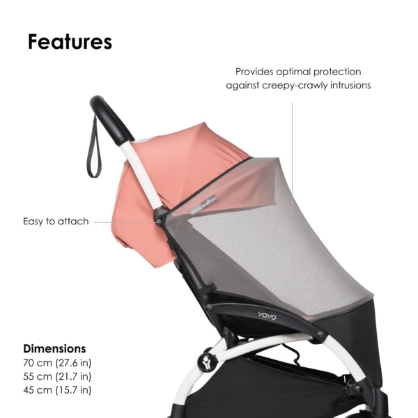 BABYZEN YOYO Mosquito Net 6+ Black Pink - Image 2