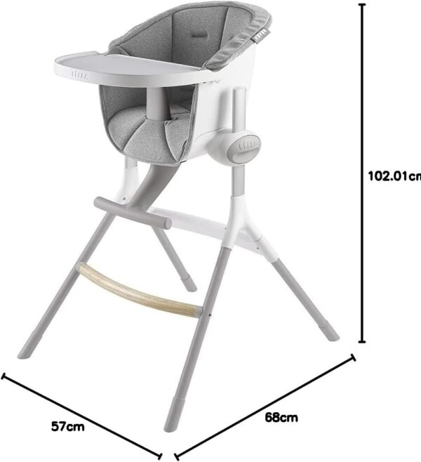 Beaba Highchair Up & Down Grey White - Image 4