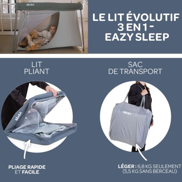 Beaba 3 in1 Travel Cot EazySleep Mineral Grey - Image 2