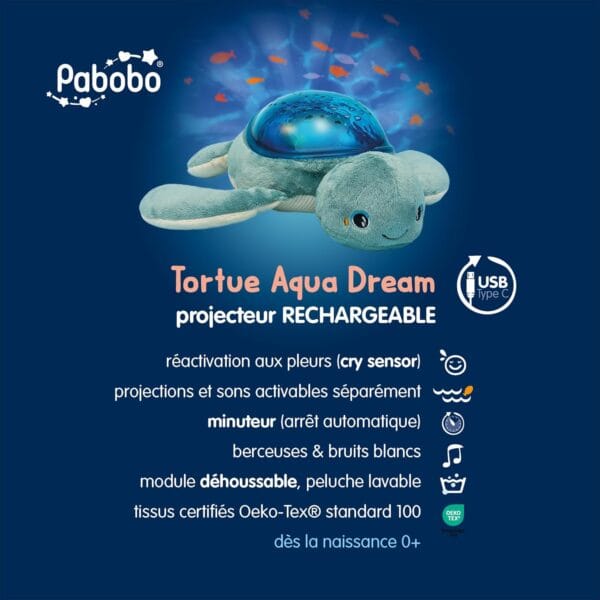 Pabobo Rechargeable Projector Turtle Aqua Dream Green - Image 3
