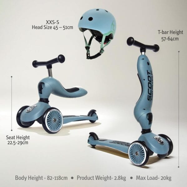 Scoot&Ride 2-in-1 Highwaykick 1 & Helmet XXS-S Steel Bundle - Image 3