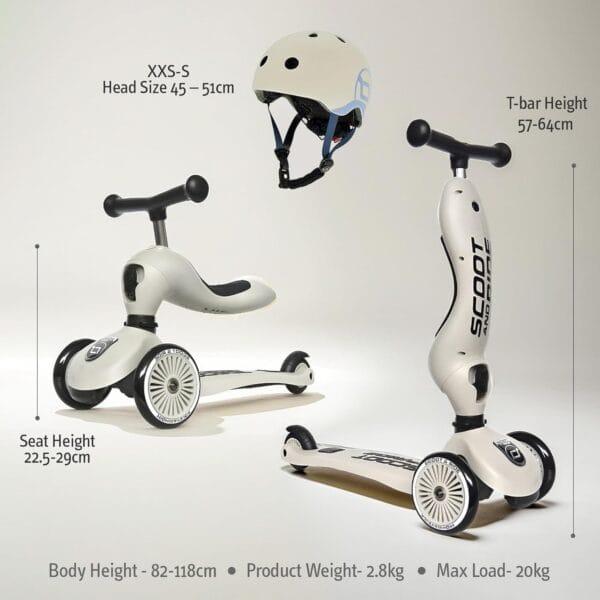 Scoot&Ride 2-in-1 Highwaykick 1 & Helmet XXS-S Ash Bundle - Image 5