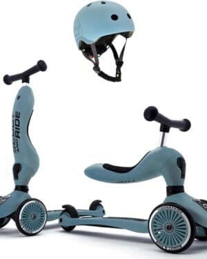 Scoot&Ride 2-in-1 Highwaykick 1 & Helmet S-M Steel Bundle