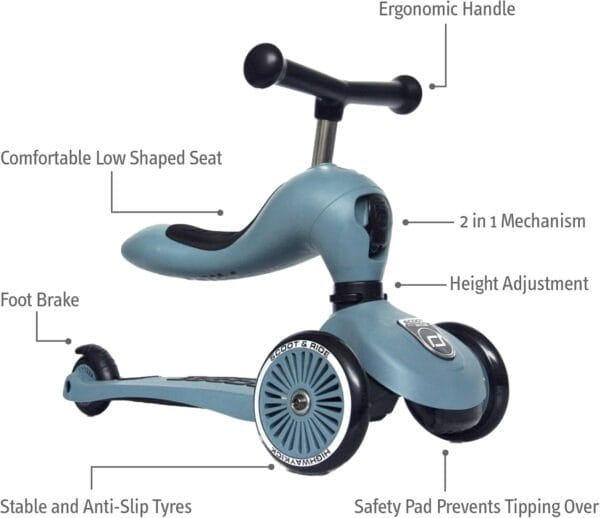 Scoot&Ride 2-in-1 Highwaykick 1 & Helmet S-M Steel Bundle - Image 2