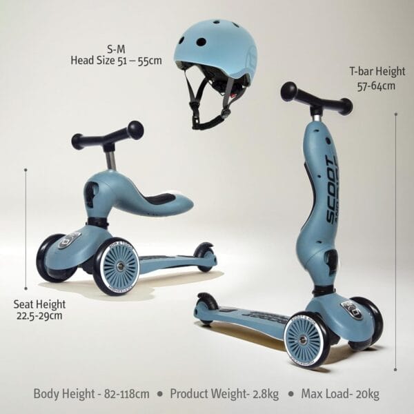 Scoot&Ride 2-in-1 Highwaykick 1 & Helmet S-M Steel Bundle - Image 5