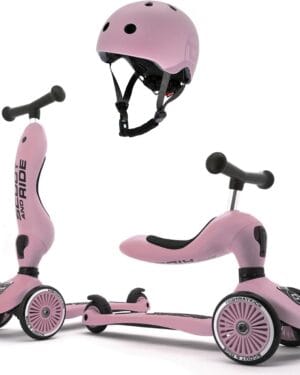 Scoot&Ride 2-in-1 Highwaykick 1 & Helmet S-M Rose Bundle