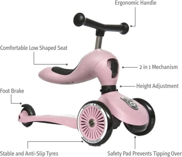 Scoot&Ride 2-in-1 Highwaykick 1 & Helmet S-M Rose Bundle - Image 2