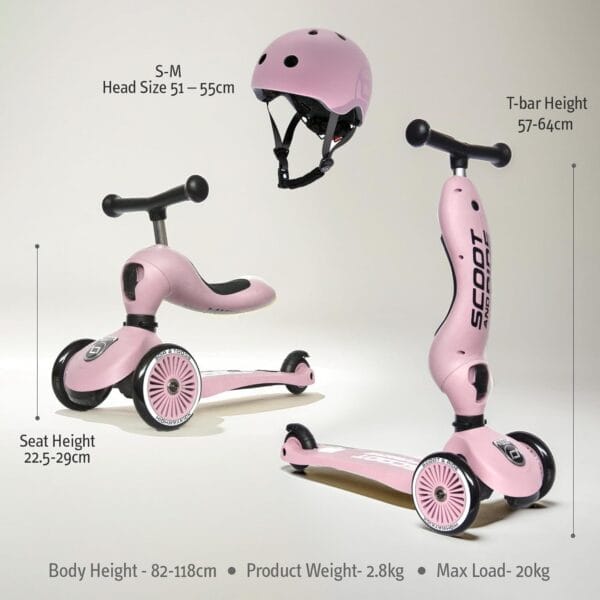 Scoot&Ride 2-in-1 Highwaykick 1 & Helmet S-M Rose Bundle - Image 4
