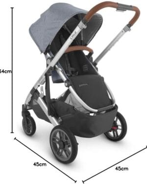 UPPAbaby Cruz V2 Stroller Gregory Blue Mélange Silver Frame Saddle Leather