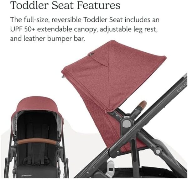 UPPAbaby Cruz V2 Stroller Jake Charcoal Carbon Frame Black Leather - Image 6