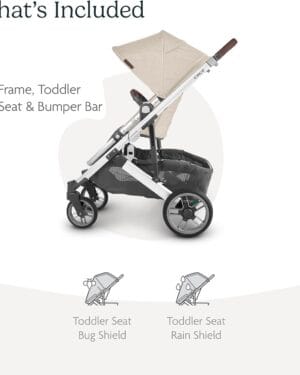 UPPAbaby Cruz V2 Stroller Declan Oat Mélange Silver Frame Chestnut Leather