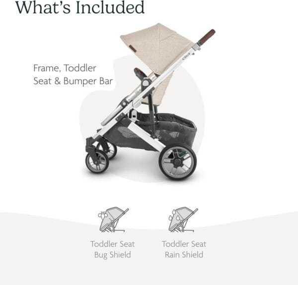 UPPAbaby Cruz V2 Stroller Declan Oat Mélange Silver Frame Chestnut Leather