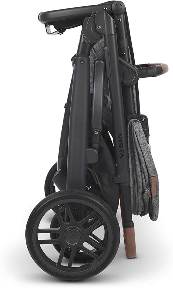 UPPAbaby Cruz V2 Stroller Greyson Charcoal Mélange Carbon Frame Saddle Leather - Image 7