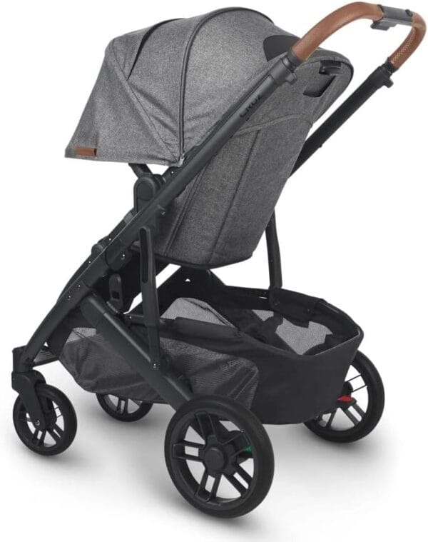 UPPAbaby Cruz V2 Stroller Greyson Charcoal Mélange Carbon Frame Saddle Leather - Image 9