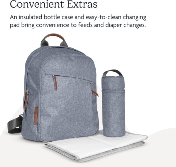 UPPAbaby Changing Backpack Greyson Charcoal Mélange Saddle Leather