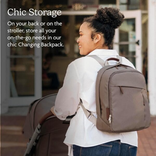 UPPAbaby Changing Backpack Greyson Charcoal Mélange Saddle Leather - Image 3