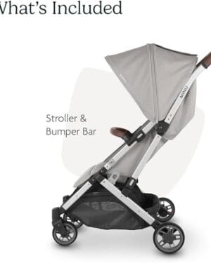 UPPAbaby Minu V2 Stroller Charlotte Coastal Blue Mélange Carbon Frame Saddle Leather