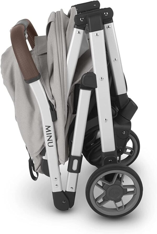 UPPAbaby Minu V2 Stroller Stella Grey Mélange Silver Frame Chestnut Leather