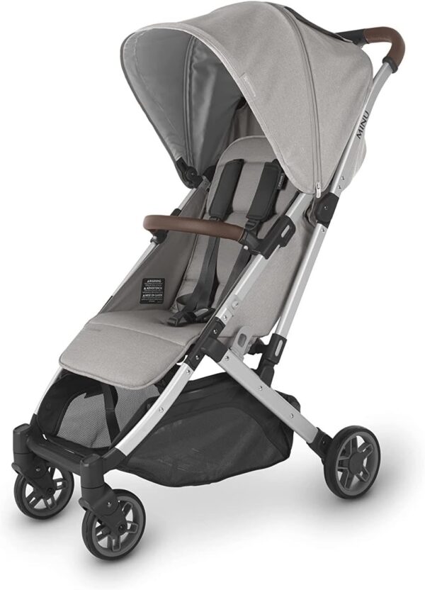 UPPAbaby Minu V2 Stroller Stella Grey Mélange Silver Frame Chestnut Leather - Image 3