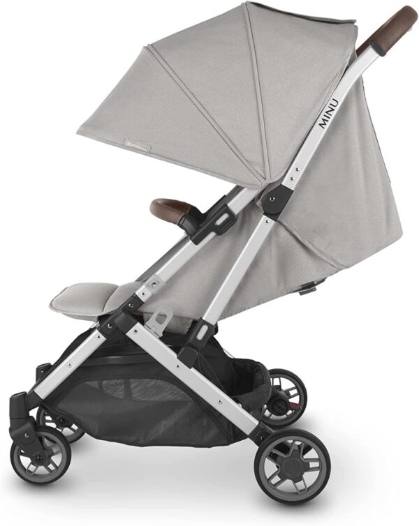 UPPAbaby Minu V2 Stroller Stella Grey Mélange Silver Frame Chestnut Leather - Image 4
