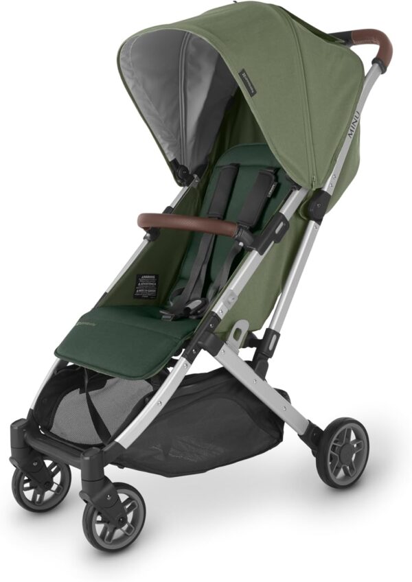 UPPAbaby Minu V2 Stroller Emelia Sage Green Mélange Silver Frame Chestnut Leather - Image 6