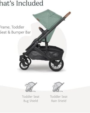 UPPAbaby Cruz V2 Stroller Gwen Green Mélange Carbon Frame Saddle Leather