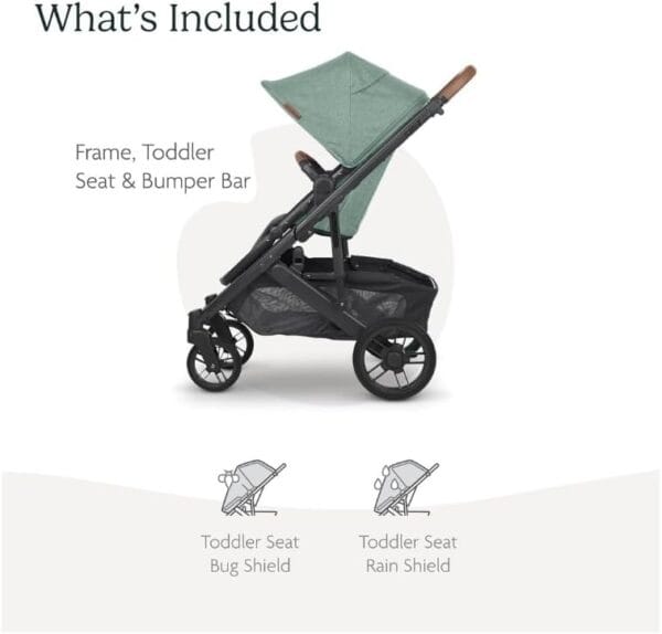 UPPAbaby Cruz V2 Stroller Gwen Green Mélange Carbon Frame Saddle Leather