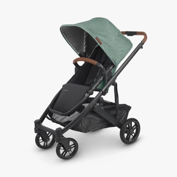 UPPAbaby Cruz V2 Stroller Gwen Green Mélange Carbon Frame Saddle Leather - Image 5